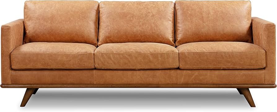 POLY & BARK Nolita Sofa in Full-Grain Pure-Aniline Italian Leather, Cognac Tan | Amazon (US)