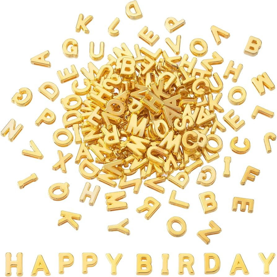100 Pcs Gold Alphabet Letter Beads, Bulk A-Z Resin Pendants, 3D Loose Letter Beads, Plastic Initi... | Amazon (US)