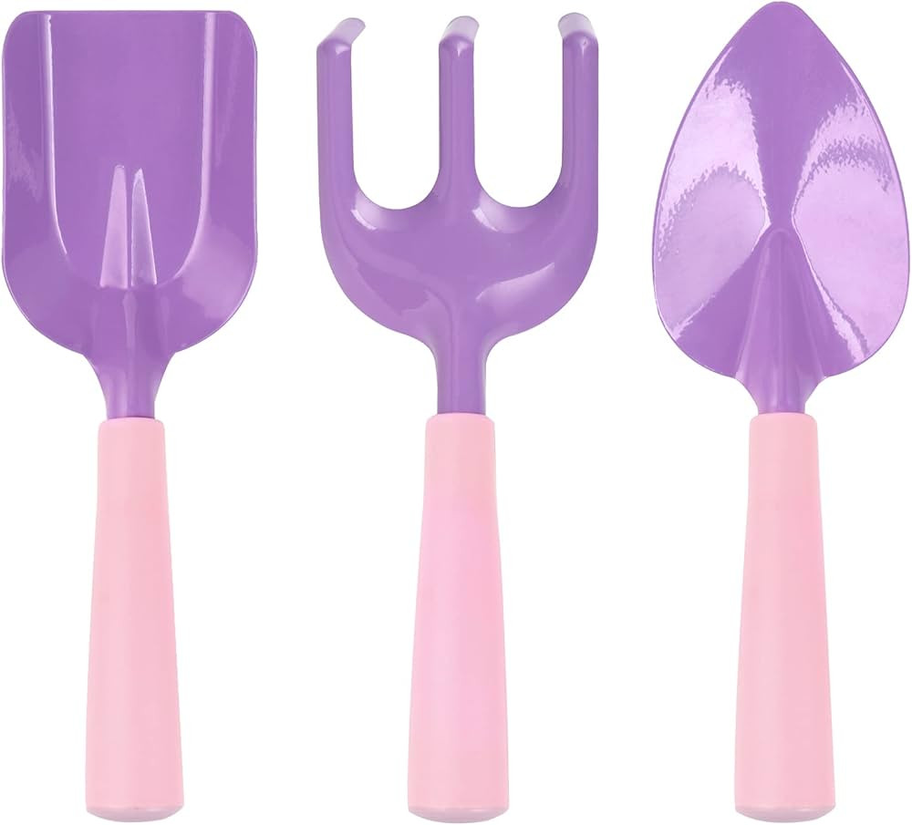 3 PCs Kids Gardening Set Trowel Rake Shovel Children's Garden Tools Pink Purple Kids Garden Tools... | Amazon (US)