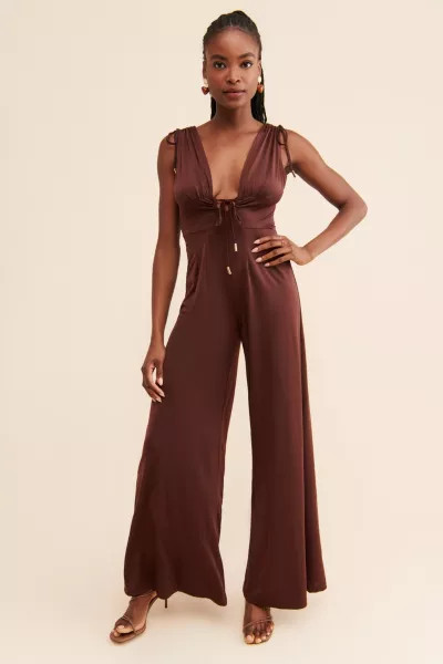 Rare London Ruched Wide Leg Jumpsuit | Urban Outfitters (US and RoW)