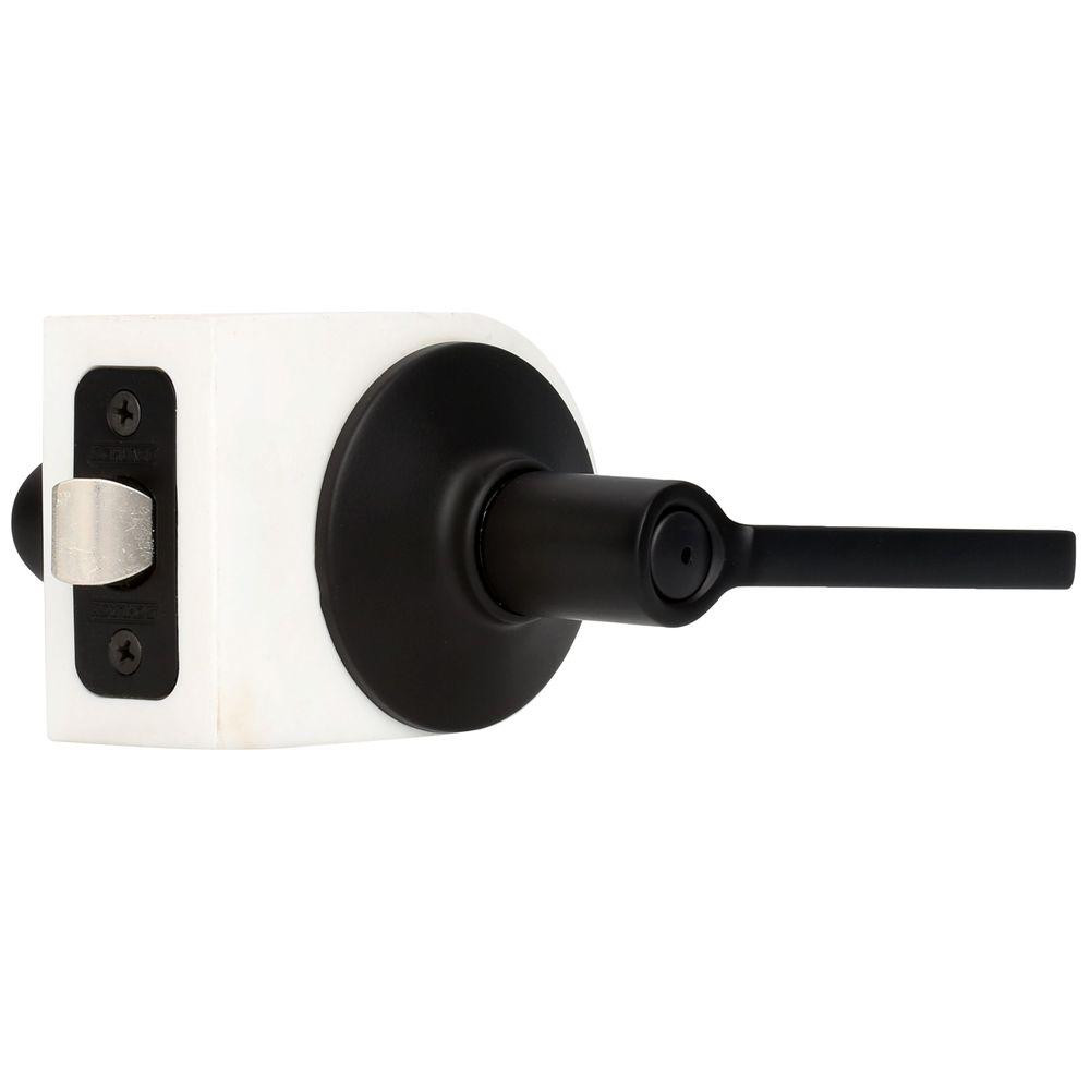 Latitude Matte Black Privacy Bed/Bath Door Lever | The Home Depot