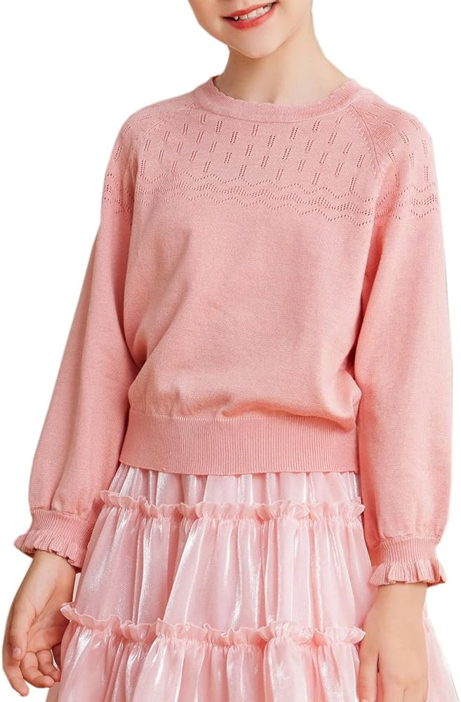 GRACE KARIN Girls Sweater Long Sleeve Crewneck Kids Knit Pullover Tops Size 5-12 | Amazon (US)
