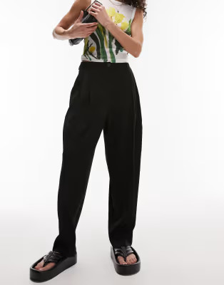 Topshop tailored relaxed Dad pleated pants in black | ASOS (Global)