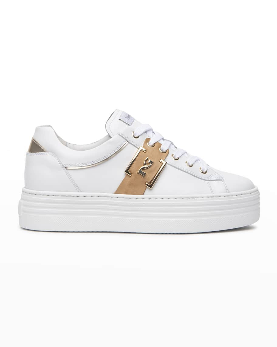 NeroGiardini Logo Plate Skater Sneakers | Neiman Marcus
