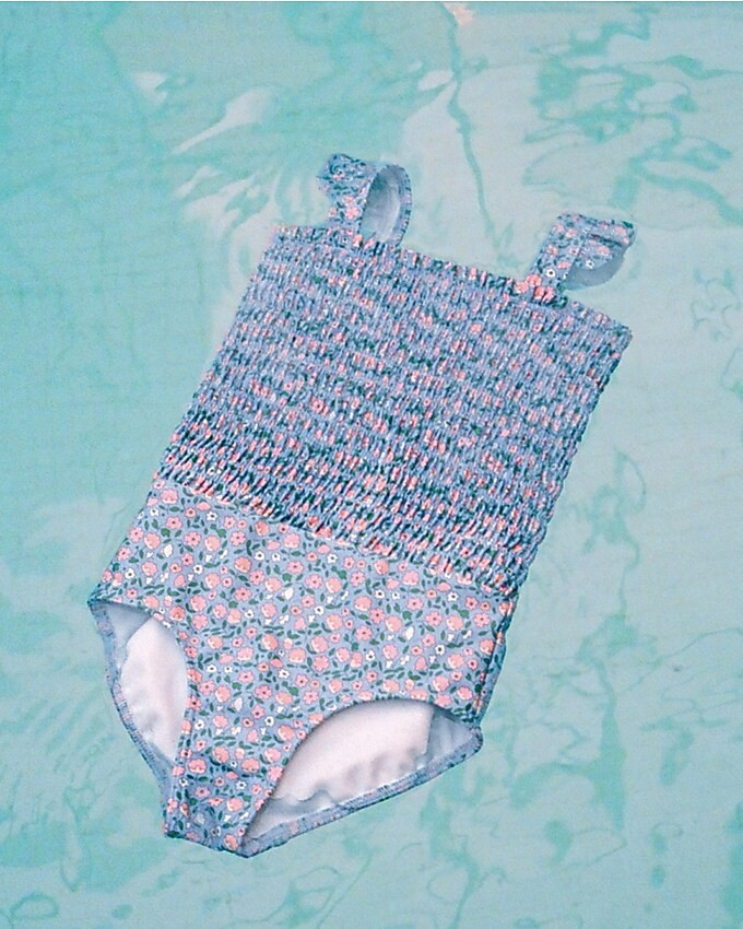 minnow™ X Crewcuts girls' smocked one-piece swimsuit with UPF 50+ | J. Crew US