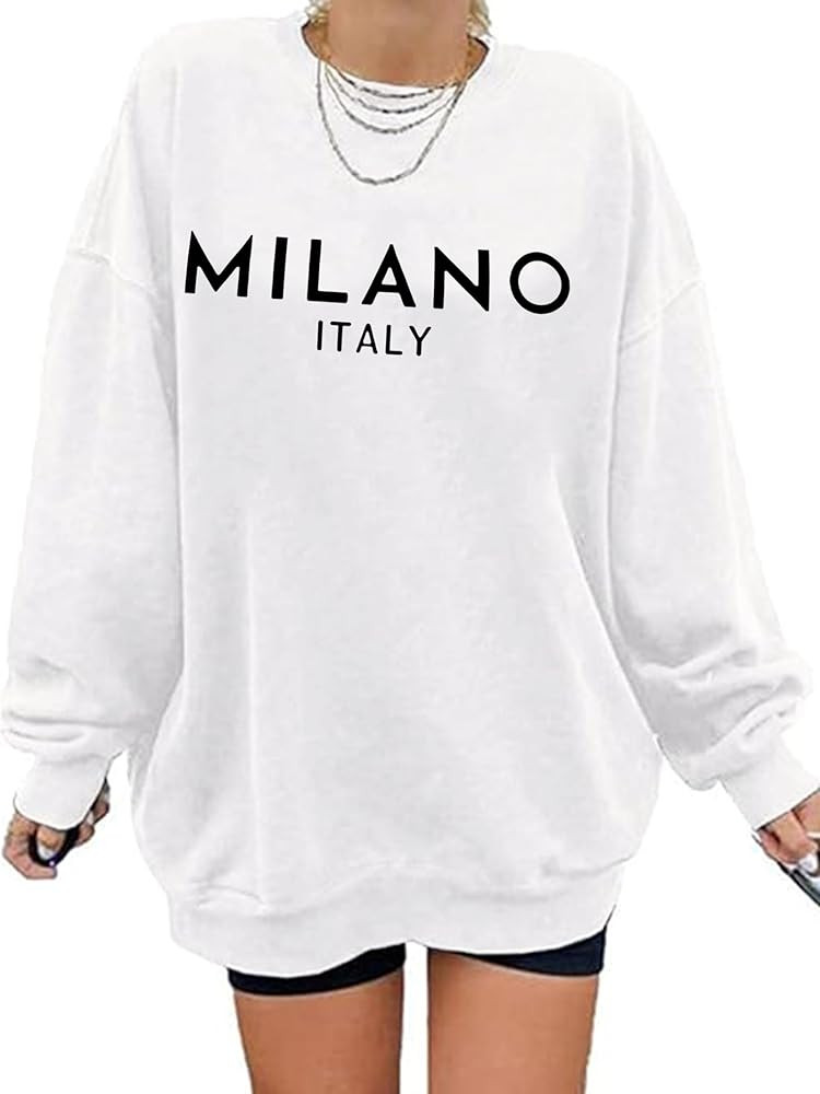 Zoyami Womens Crewneck Oversized Sweatshirt Milano Preppy Graphic Pullover Casual Loose Long-Slee... | Amazon (US)