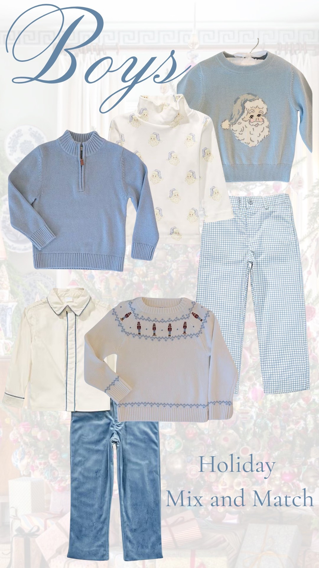 The sweetest pastel blue pieces for boys’ holiday mix and match! ❄️ Ordered my little guys so many of these! 