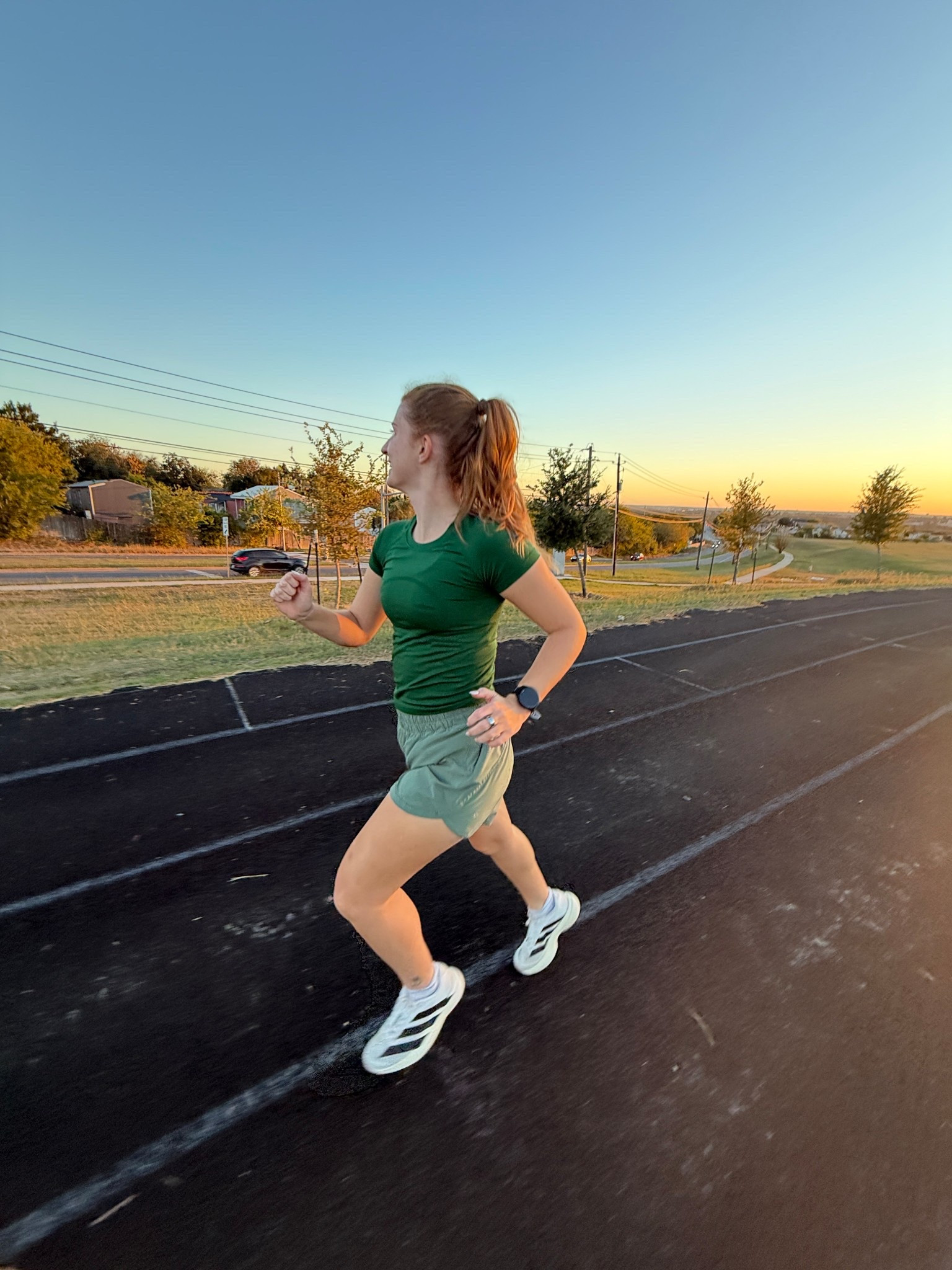 Sunset run fit green for marathon training 