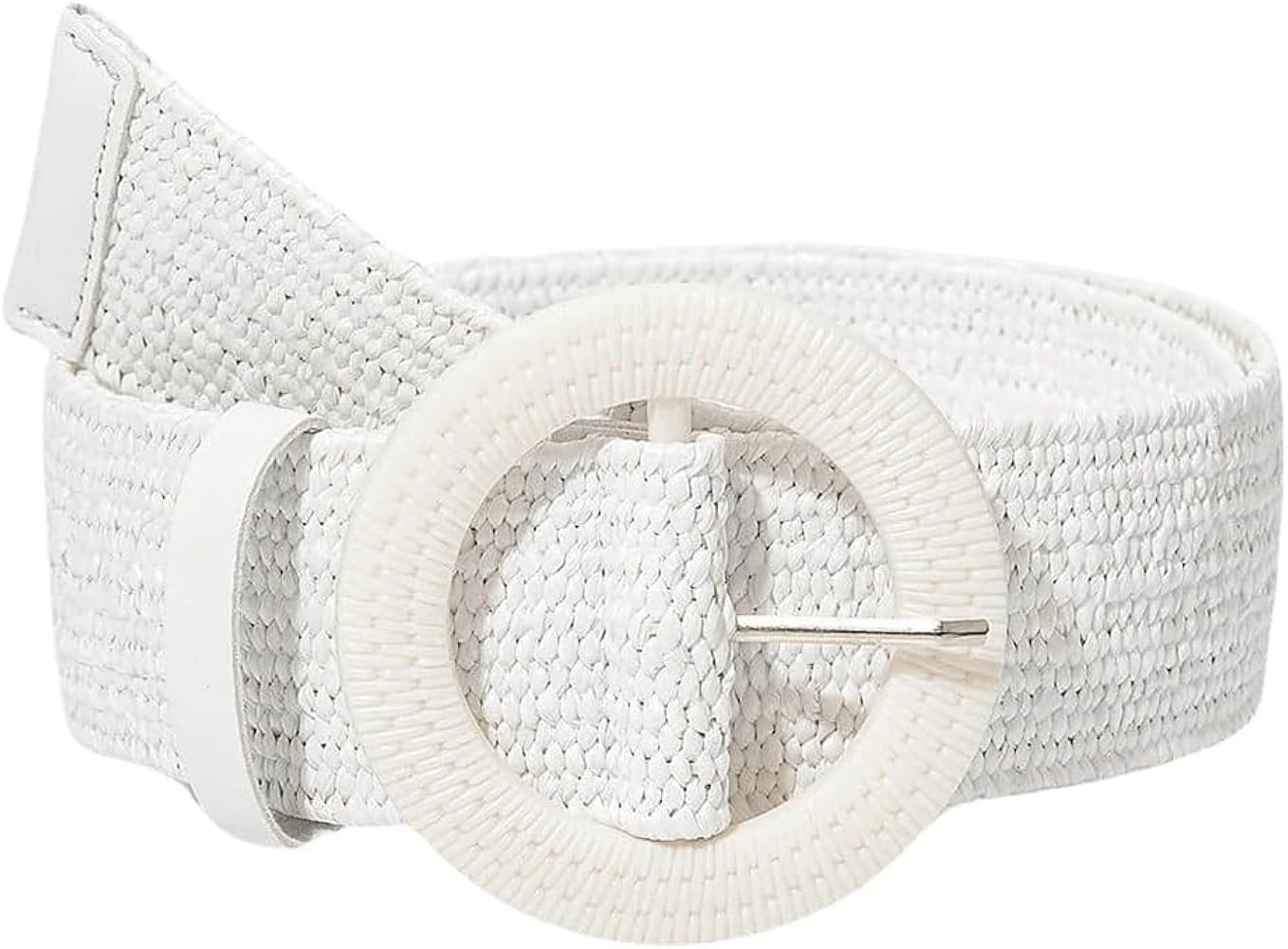 Verdusa Women's Round Buckle Elastic Straw Belts Boho Waist Belt | Amazon (US)