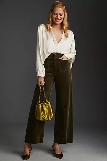 The Colette Cropped Wide-Leg Corduroy Pants | Anthropologie (US)