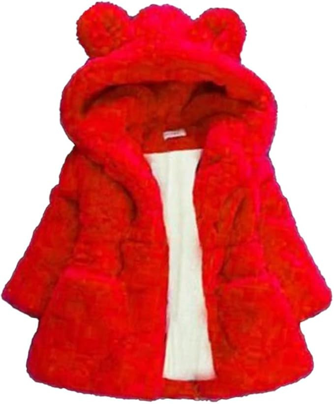 Kids Girls Winter Warm Coats Jacket Clothes Outwear Overcoat Ear Hooded Faux Fur Thicken Fleece T... | Amazon (US)
