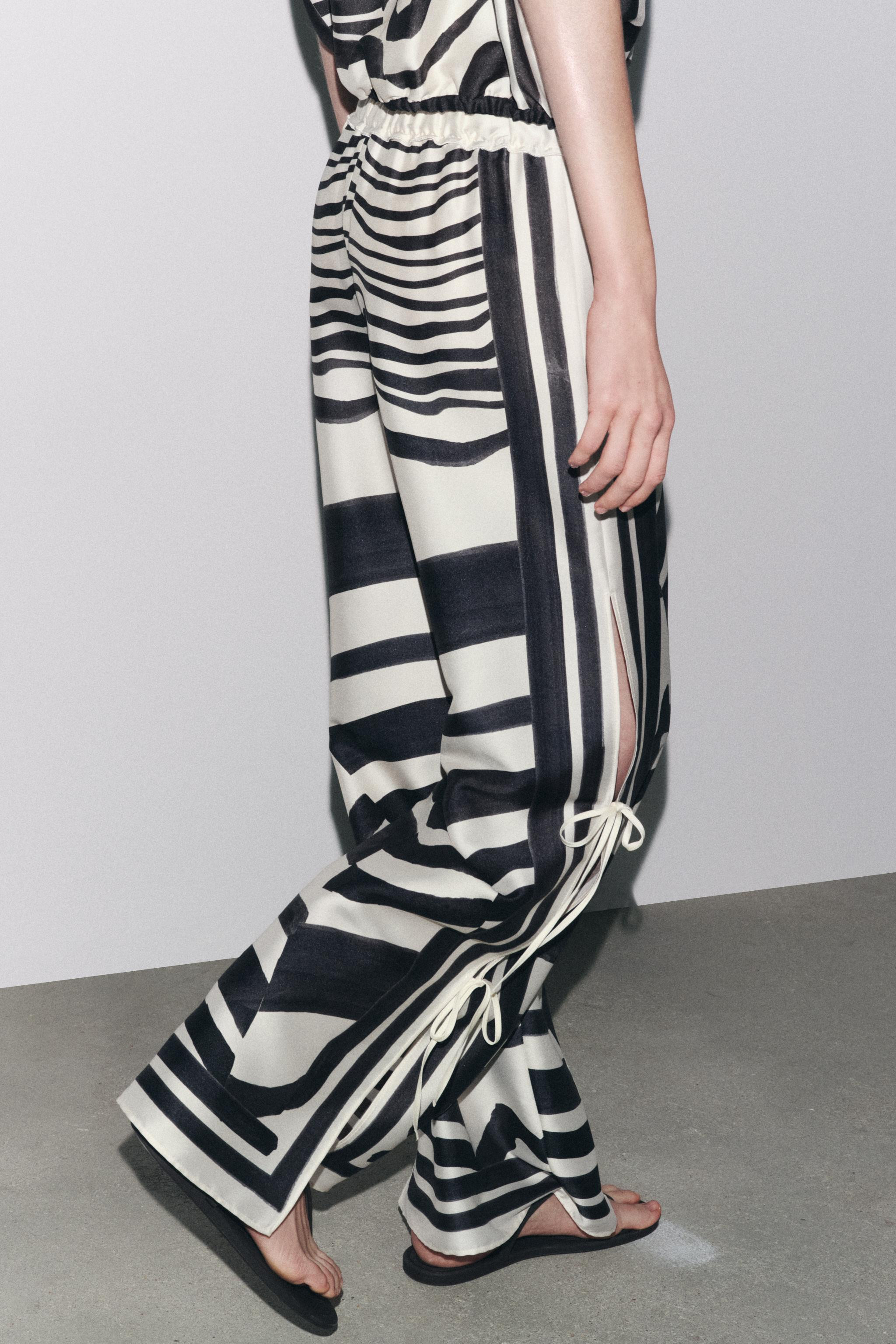 PRINTED TROUSERS WITH TIES ZW COLLECTION | Zara UK