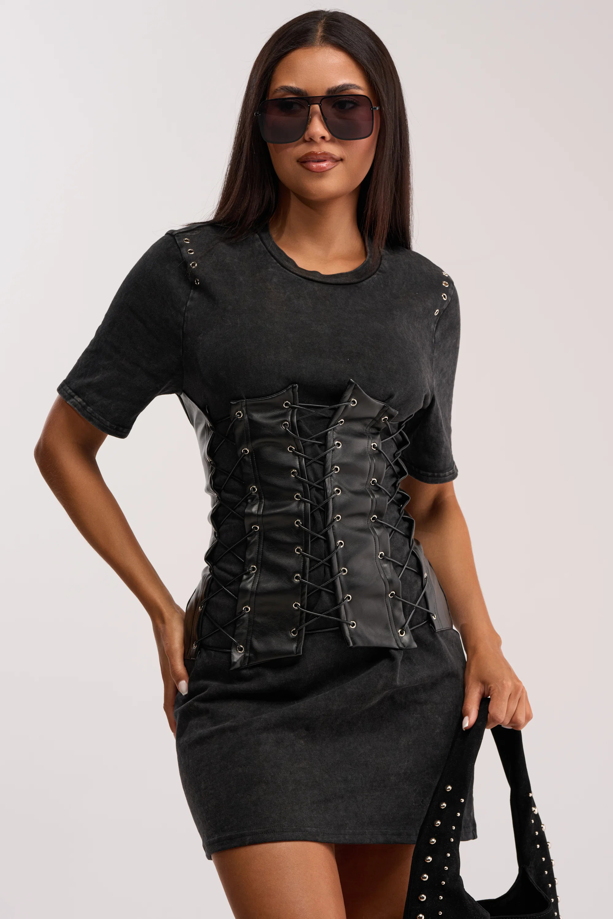 NO PLANS JUST VIBES LACE UP MINI DRESS | AKIRA