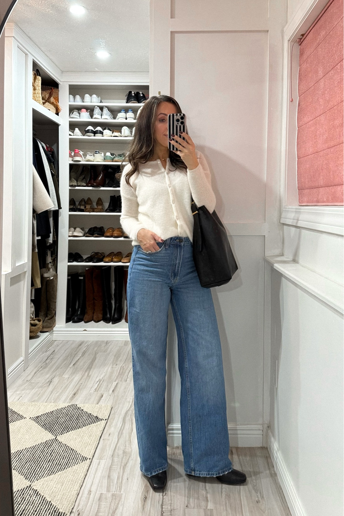 I sized down in this cardigan (also, I don’t find it itchy since it’s mohair and alpaca). 
Jeans - sizing can be tricky. I’m 26 in jeans and these fit like a smaller size 27 (I could have taken size 6 but I wanted room in waist and jeans tad baggier overall). 
Booties tts but run a bit narrow fyi. I find them very comfortable.  
Leather tote is still a fave - highly recommend.  

#LTKOver40 #LTKItBag #LTKShoeCrush