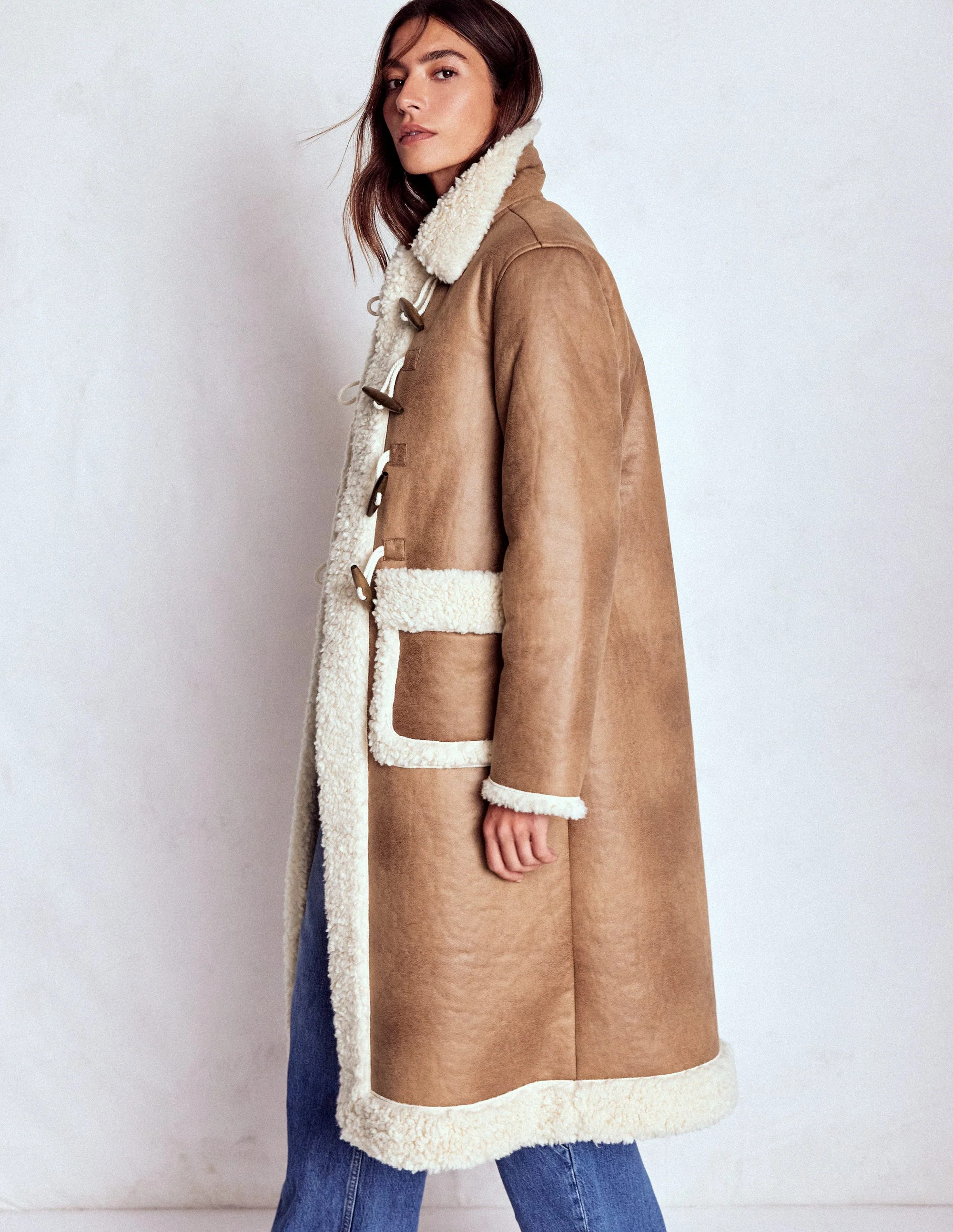 Borg Duffle Coat-Camel, Natural Borg | Boden (US)