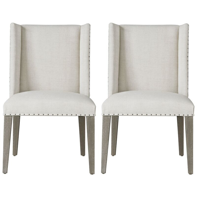 S/2 Tyndall Side Chairs, Ivory/Flint | One Kings Lane