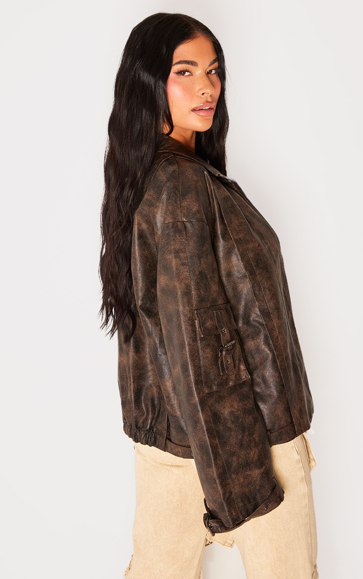 Petite Washed Brown Buckle Detail Jacket | PrettyLittleThing UK