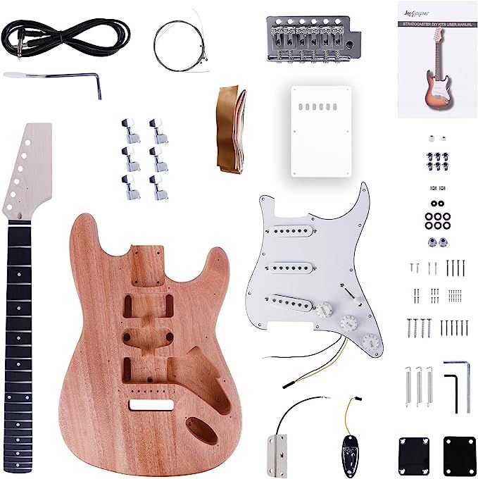 Leo Jaymz DIY ST Style Electric Guitar Kits with Mahogany Body and Maple Neck - Ebony Fingerboard... | Amazon (US)