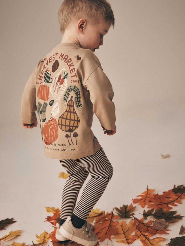 Cream Harvest Market Graphic Printed Top and Legging Set (3mths-7yrs) | Next US