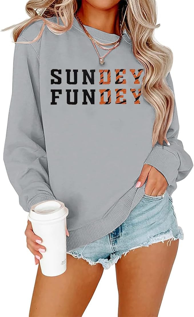 VILOVE Game Day Sweatshirt Women Sundey Fundey Sweatshirt Football Season Hoodie Sunday Shirt Cre... | Amazon (US)