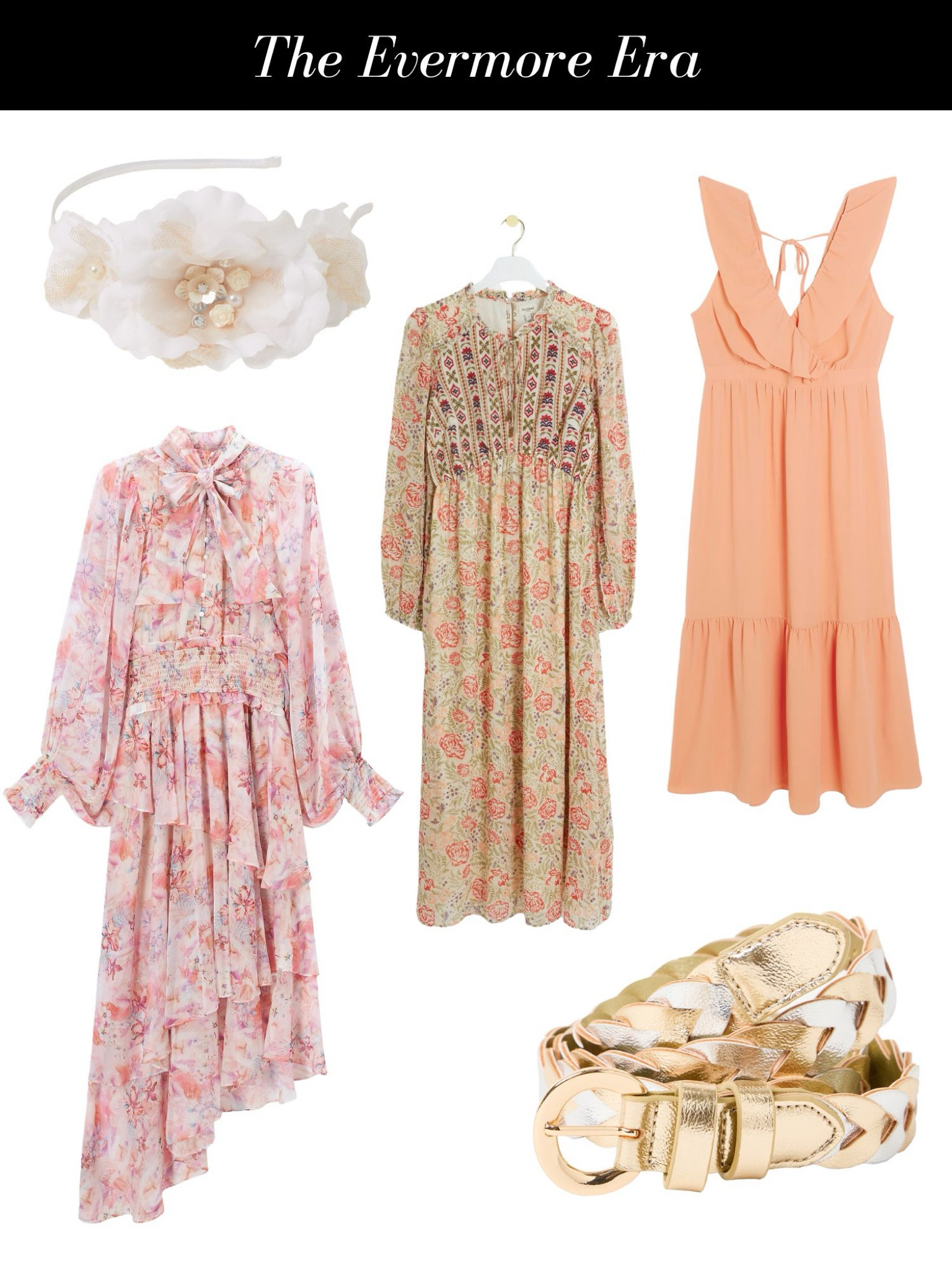 Aesthetically the Evermore era has a wintery colour palette of rust and soft browns. It follows on from Folklore with its boho feel. Choose prairie dresses and long lines for your Taylor Swift eras tour look. 

#LTKuk #LTKstyletip #LTKsummer