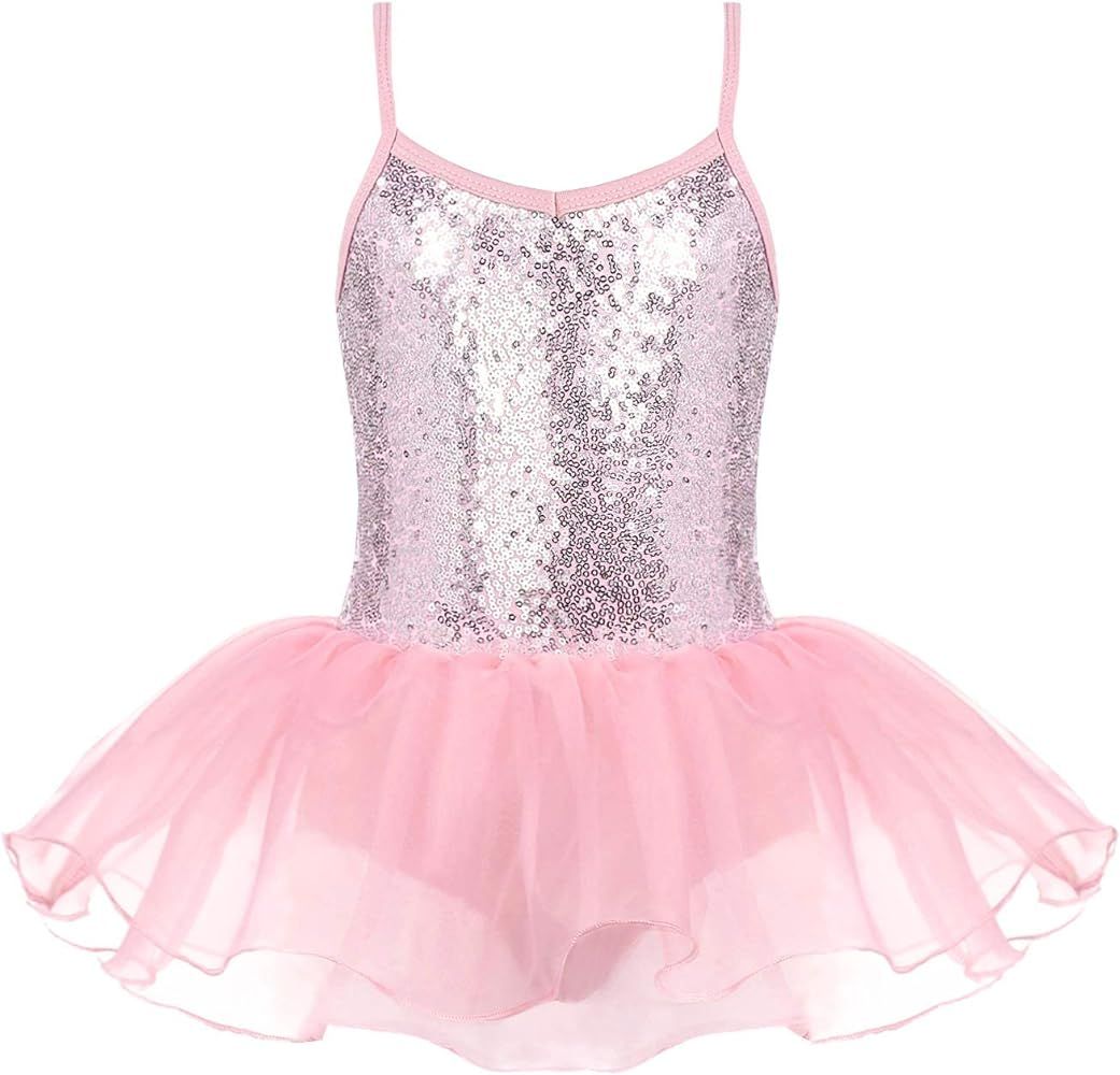 Arshiner Little Girls Sparkly Sequin Ballet Skirted Leotards Tutu Dress Ballerina Sleeveless Danc... | Amazon (US)