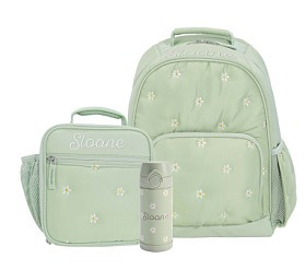 Mackenzie Puffer Sage Daisies Backpack & Lunch Bundle, Set of 3 | Pottery Barn Kids