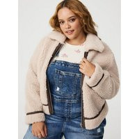 Sherpa Aviator Jacket in Beige-Tan | Torrid (US & Canada)