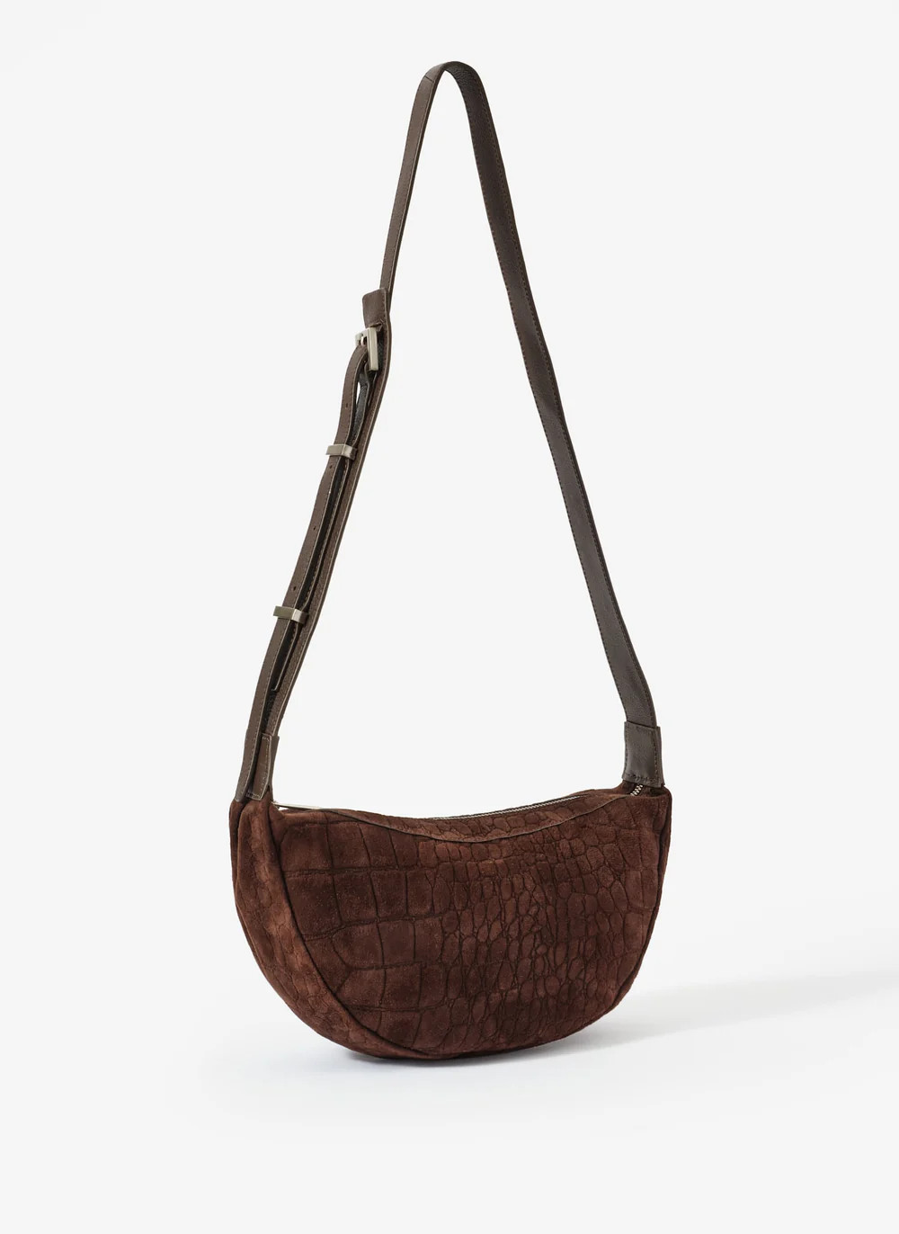 Dolly Brown Textured Suede Scoop Sling Bag | Mint Velvet