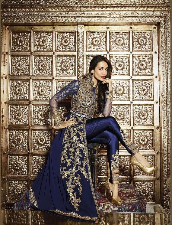 Lovely Navy Blue Color Eid Special Party Wear Anarkali Slit | Etsy | Etsy (US)