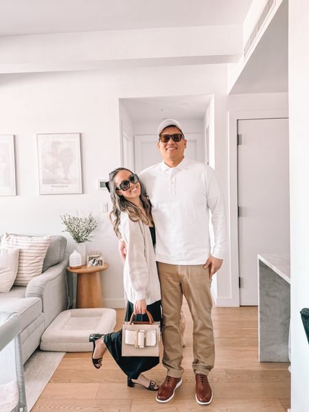 #quincepartner Wearing vs styling: featuring @onequince 🤩 Quince is all about high quality pieces for affordable pricing ✨ 

Items featured:
Organic Cotton Long Sleeve Pique Polo
Comfort Stretch Traveler 5-Pocket Pant
Tencel Jersey Wide Leg Jumpsuit (Sooo soft omg)
100% Organic Cotton Oversized Cardigan (Cozy af)

#hisandhers #coupleoutfits #wearingvsstyling