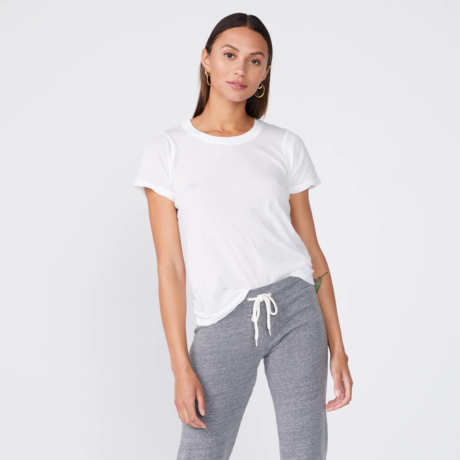 Tissue Fitted Crew Neck Tee (XL / WHITE) | Monrow