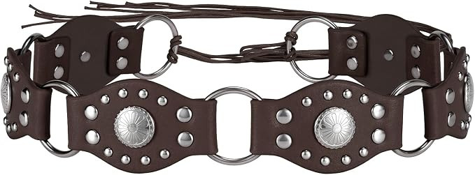 Women Western Belt for Dresses Jeans Pants Boho Belt for Women with Metal Rings Rivets Adjustable... | Amazon (US)