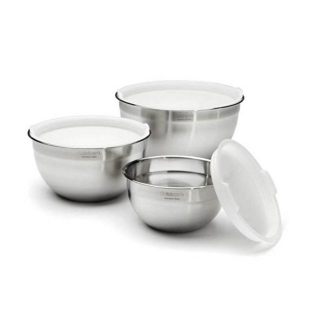Cuisinart Set of 3 Stainless Steel Mixing Bowls with Lids - CTG-00-SMB | Target