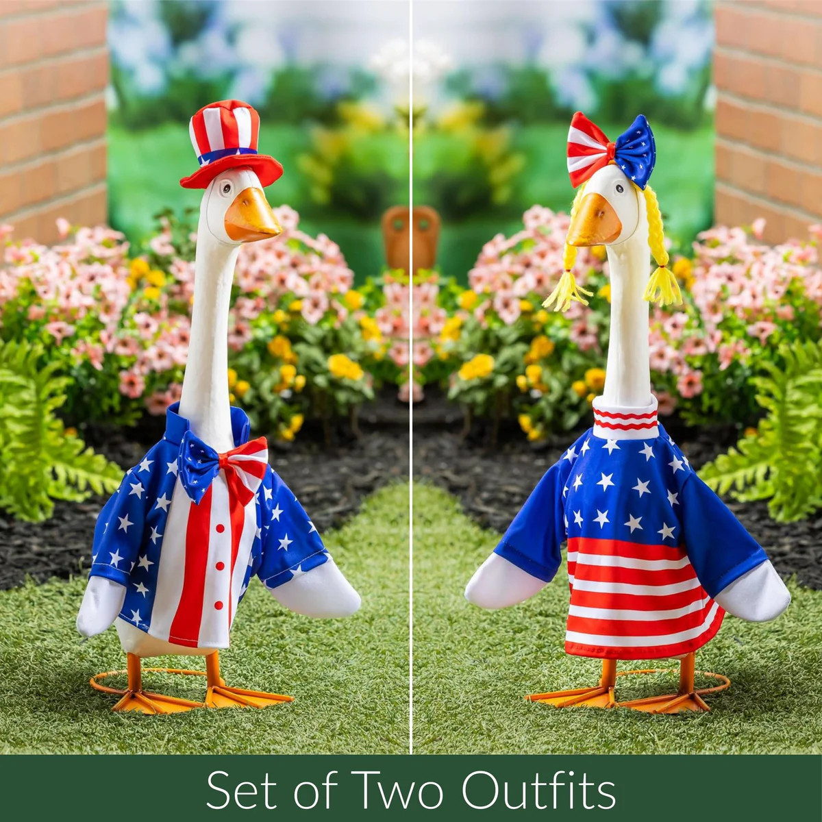Goose Statuary Patriotic Outfit, Set of 2 | My Evergreen