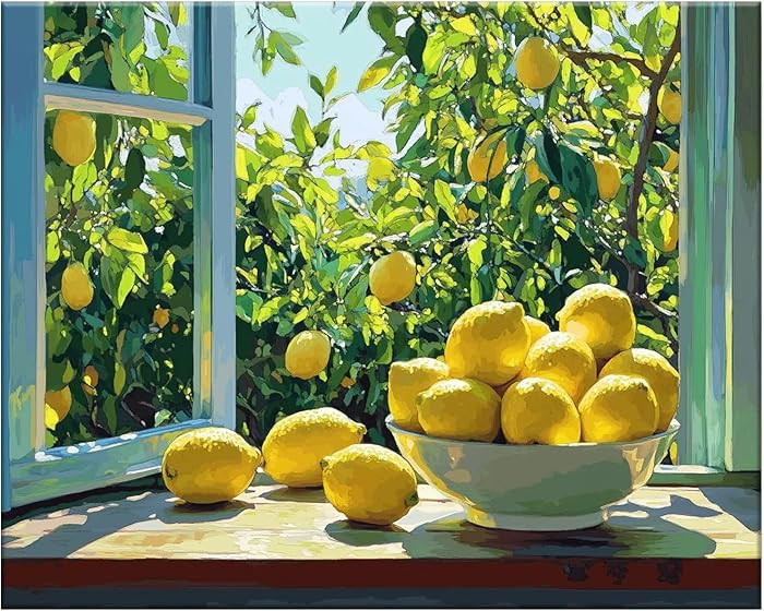 Number Artist Lemon Foliage Paint by Numbers Kit for Adults Beginner \u2013 DIY Acrylic Painting ... | Amazon (US)