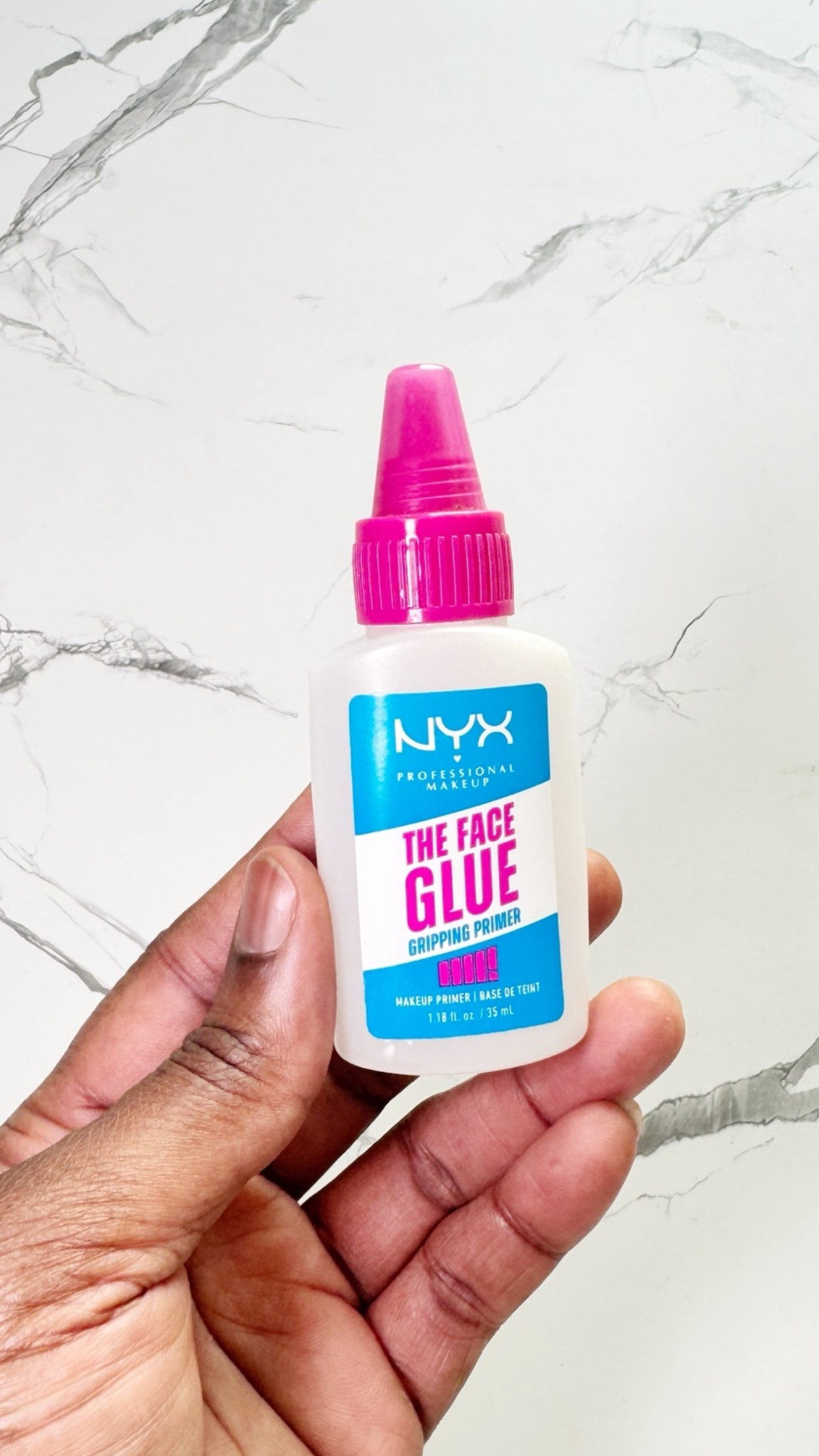 The NYX The Face Glue Gripping Primer is all about helping your makeup grip and stay put.

It has a tacky finish without feeling overly sticky and is also hydrating. I liked that it helped my makeup stay in place without making my oily skin look or feel oilier.

It doesn’t blur pores or give a matte finish, so I’d pair it with makeup products that provide the finish you want. 

 #LTKBeauty