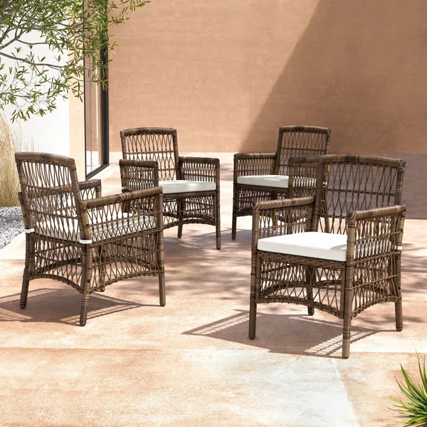 Outdoor Dining Armchair With Cushion (set Of 4) | Wayfair North America