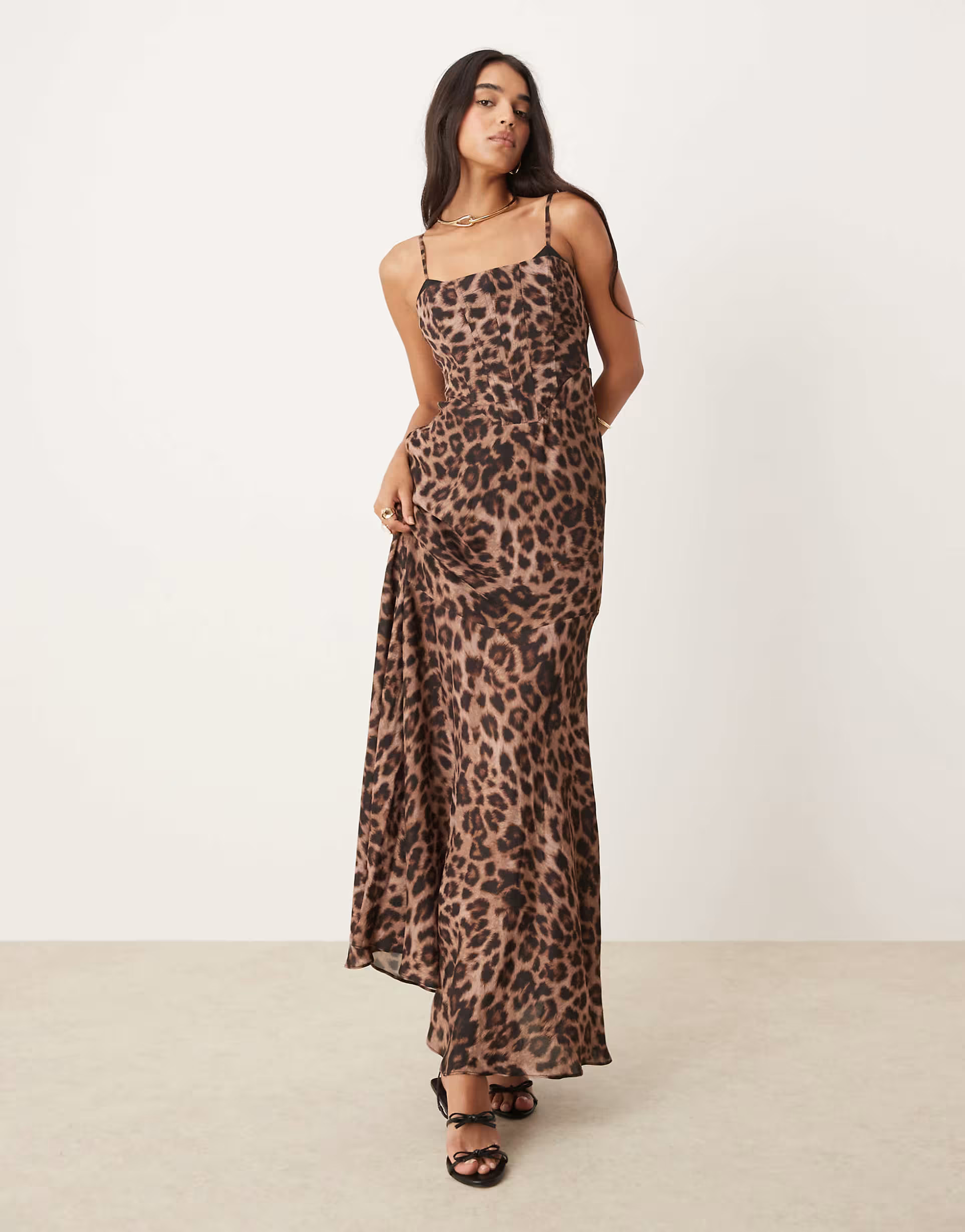 Ever New exposed cup corset maxi dress in leopard print | ASOS (Global)