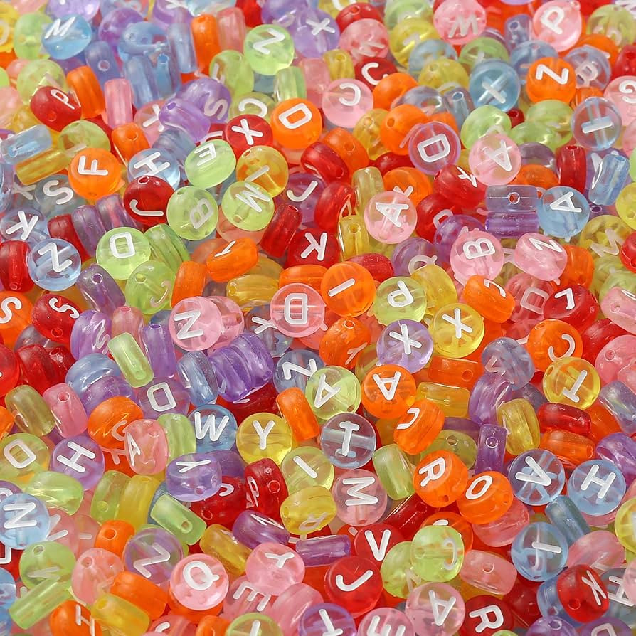 ToBeIT 1000pcs Letter Color Alphabet Transparent Flat Round Beads for Jewelry Making Bracelets, N... | Amazon (US)
