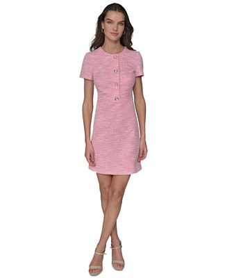 Women's Tweed Crewneck Short-Sleeve Sheath Dress | Macy's