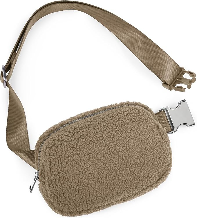 ODODOS Fleece Mini Belt Bag with Adjustable Strap, Sherpa Small Waist Pouch Fanny Pack for Workou... | Amazon (US)