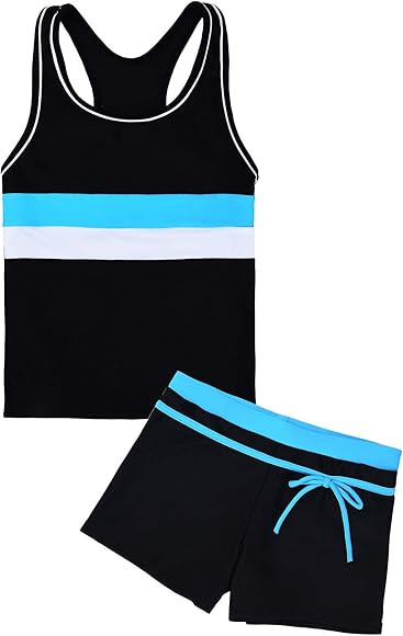 Uhnice Girls Swimsuit Two Piece Tankini Swimwear with Boyshort | Amazon (US)