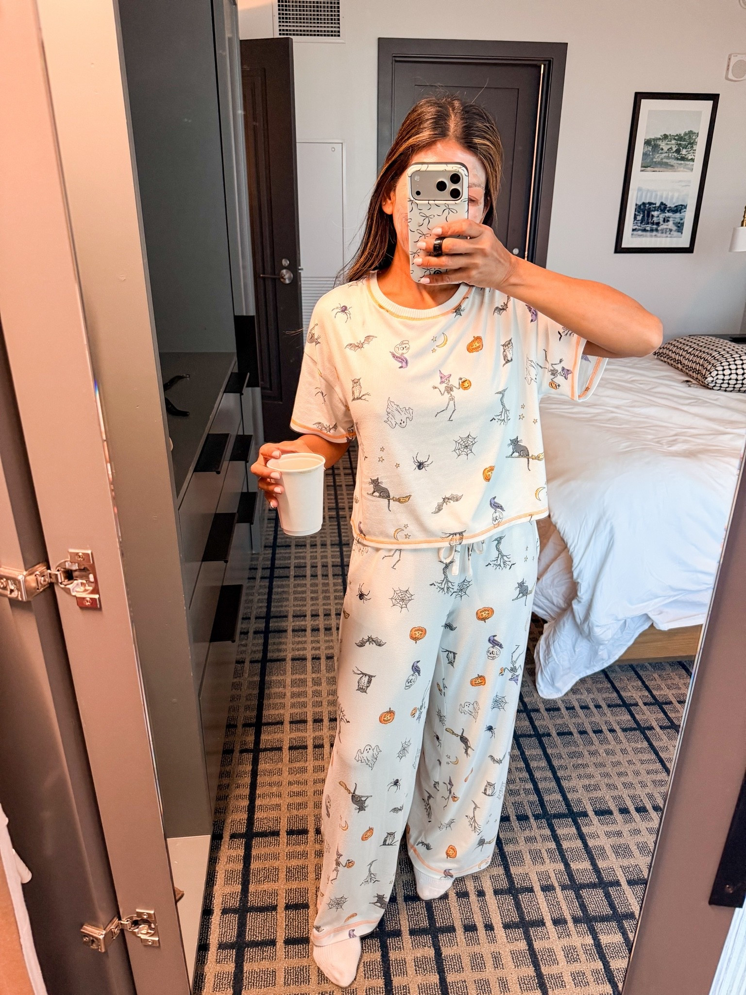 I’m 5’2” 118#ish for reference 
Halloween pajamas 
Top and bottom in small tts
20 minute glow mask is linked

#LTKCon #LTKOver40 #LTKBeauty
