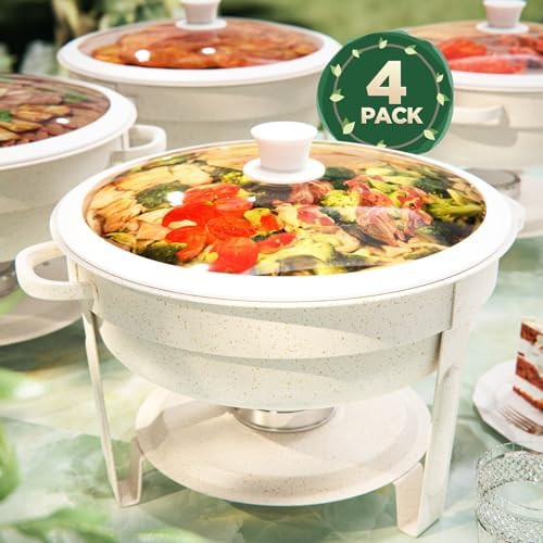 Chafing Dishes for Buffet 4PACK, [Game Changer Maifanite-Coated] Chafing Dish Buffet Set Offer th... | Amazon (US)