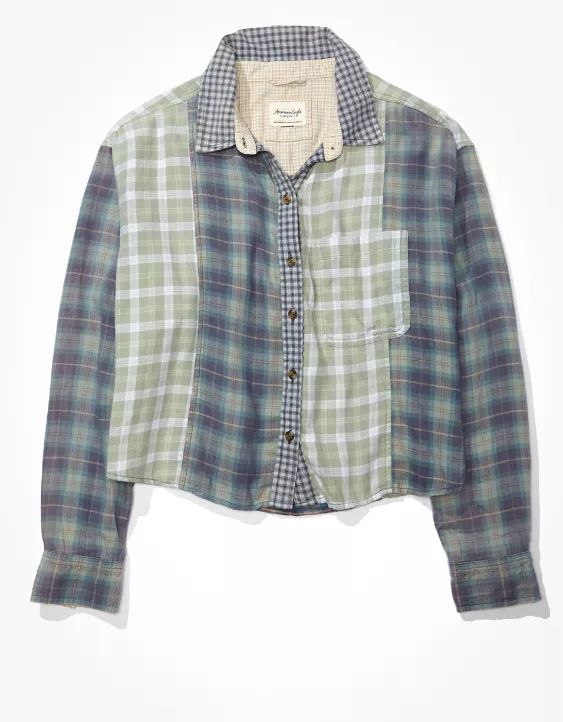 AE Cropped Flannel Shirt | American Eagle Outfitters (US & CA)