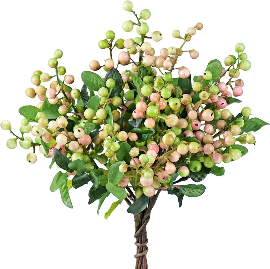FiveSeasonStuff Artificial Fruit Holly Berries Decoration with Soft Bendable Stems for Vases, Bou... | Amazon (US)