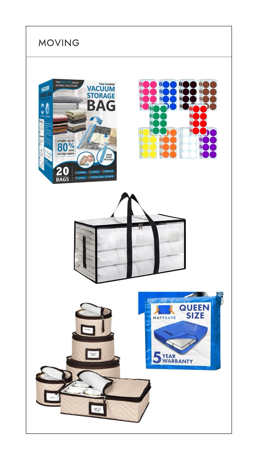 Christina’s moving essentials! Pro Tip: The size zipping moving bags were easier to pack and fill to capacity, and use these packing stickers to code your boxes because they actually stick! 🚚💨

 

#LTKFamily #LTKHome