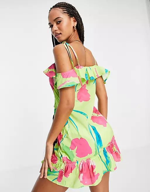 ASOS DESIGN frill detail cami beach dress in floral print  | ASOS | ASOS (Global)