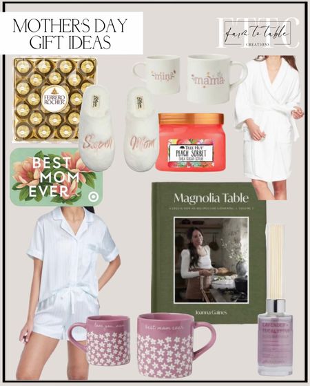 MOTHER’S DAY GIFT IDEAS TARGET EDITION. Follow @farmtotablecreations on Instagram for more inspiration. Need a last minute Mother’s Day gift? I’ve got ya covered. Sugar Body Scrub. Pajama Set. Bathrobe. Ferrero Hazelnut Chocolates. Magnolia Table Cookbook. Glass Reed Diffuser. Mama Coffee Mug. Slippers. Target Gift Card  

#LTKGiftGuide #LTKFind #LTKunder50